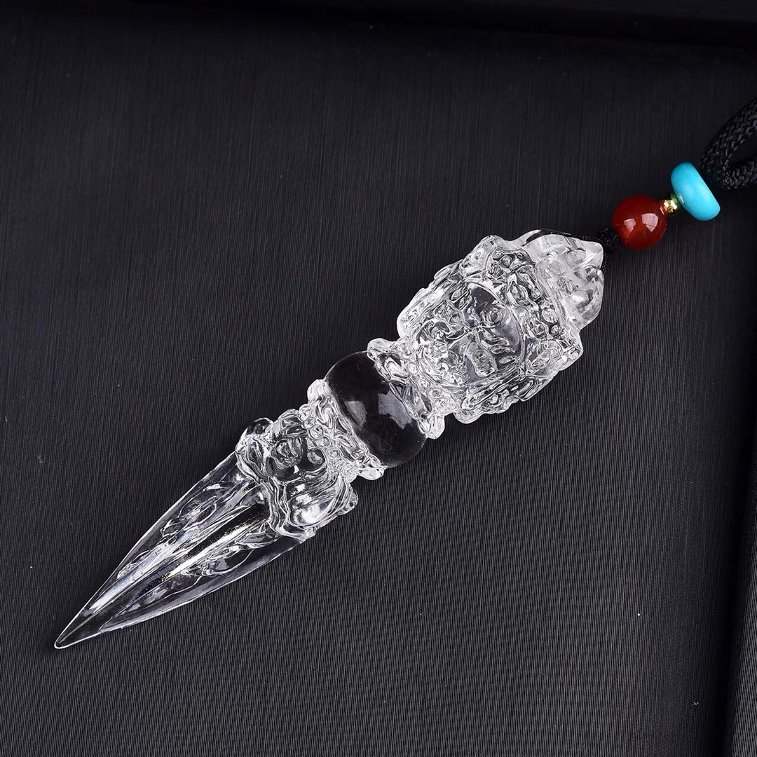 Protective Clarity Tibetan Quartz Crystal Vajra Pendant