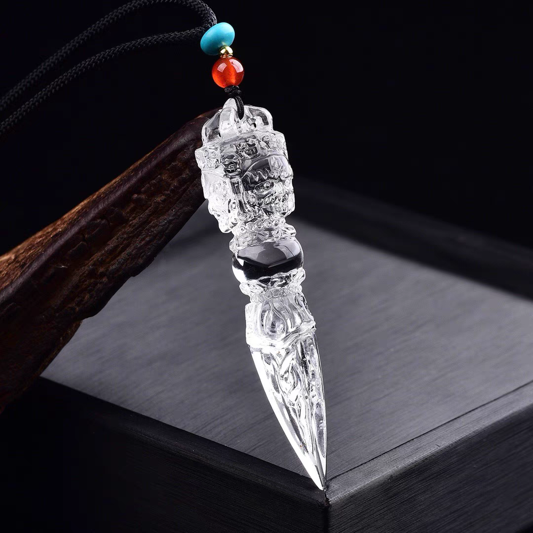 Protective Clarity Tibetan Quartz Crystal Vajra Pendant